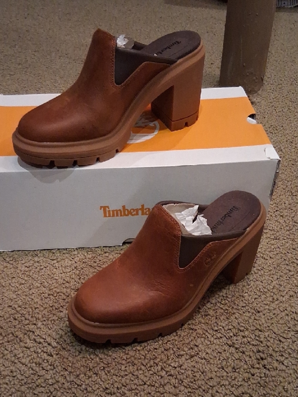 Timberland Women's Brown Leather Platform Mule Clogs - Picture 6 of 6